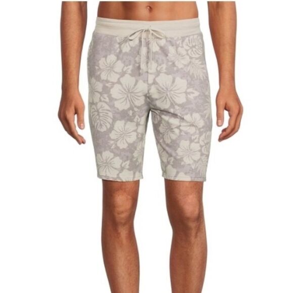 Men's Lounge Shorts in Neutral Palm  Print - Picture 2 of 5